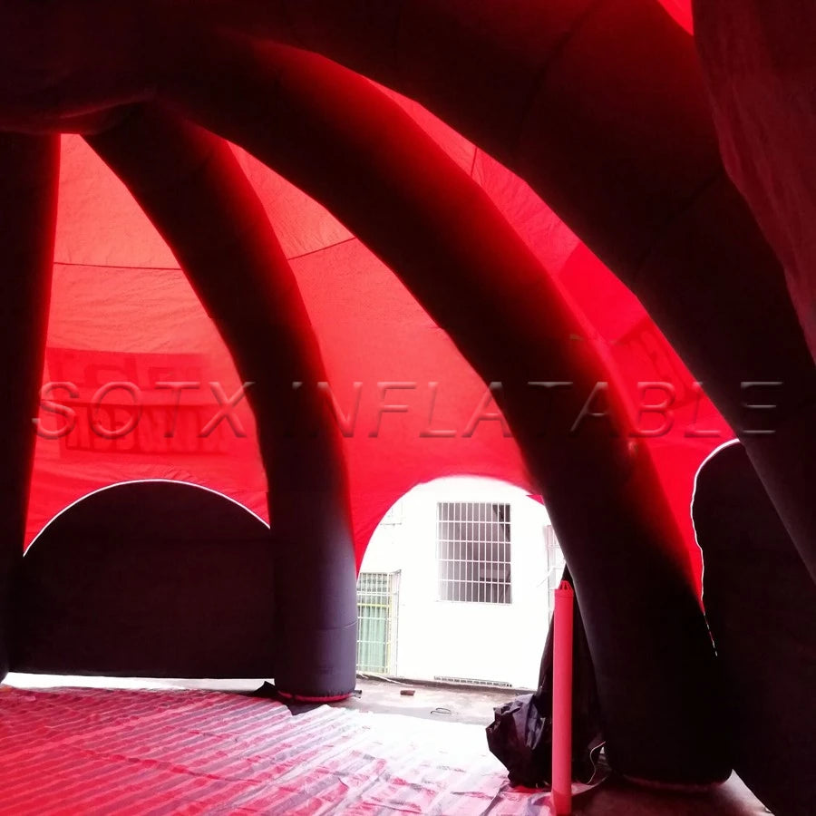 Curtain for Advertising Custom 10m Diameter with 8 Legs Fully covered Red Inflatable Spider Tent with Black Door
