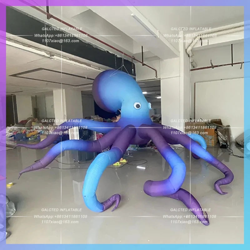 night club hanging decoration building Inflatable Octopus Model Blue Octopus Barfaçade ocean park atmosphere props