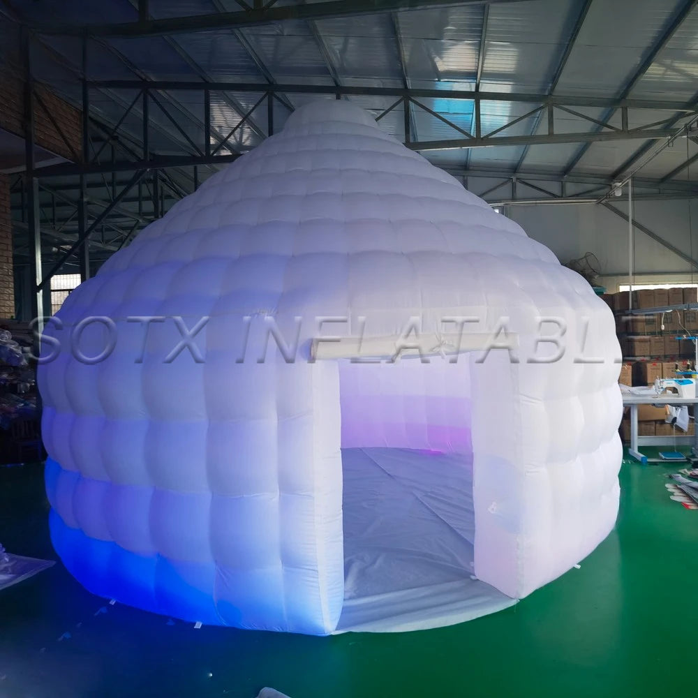 House For Outdoor Party 5m16ft Cool Double Layered Inflatable Mongolian Yurt White Dome Bubble Tent With Led Lights Eskimo Igloo