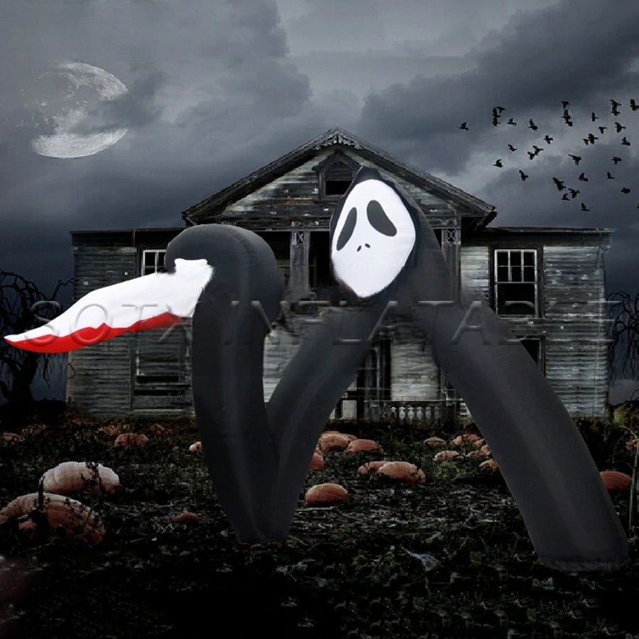 Event Deco Made By 4mWx3mH Black Horror Inflatable Halloween Decor Outdoor Cartoon Giant Monster For Holiday