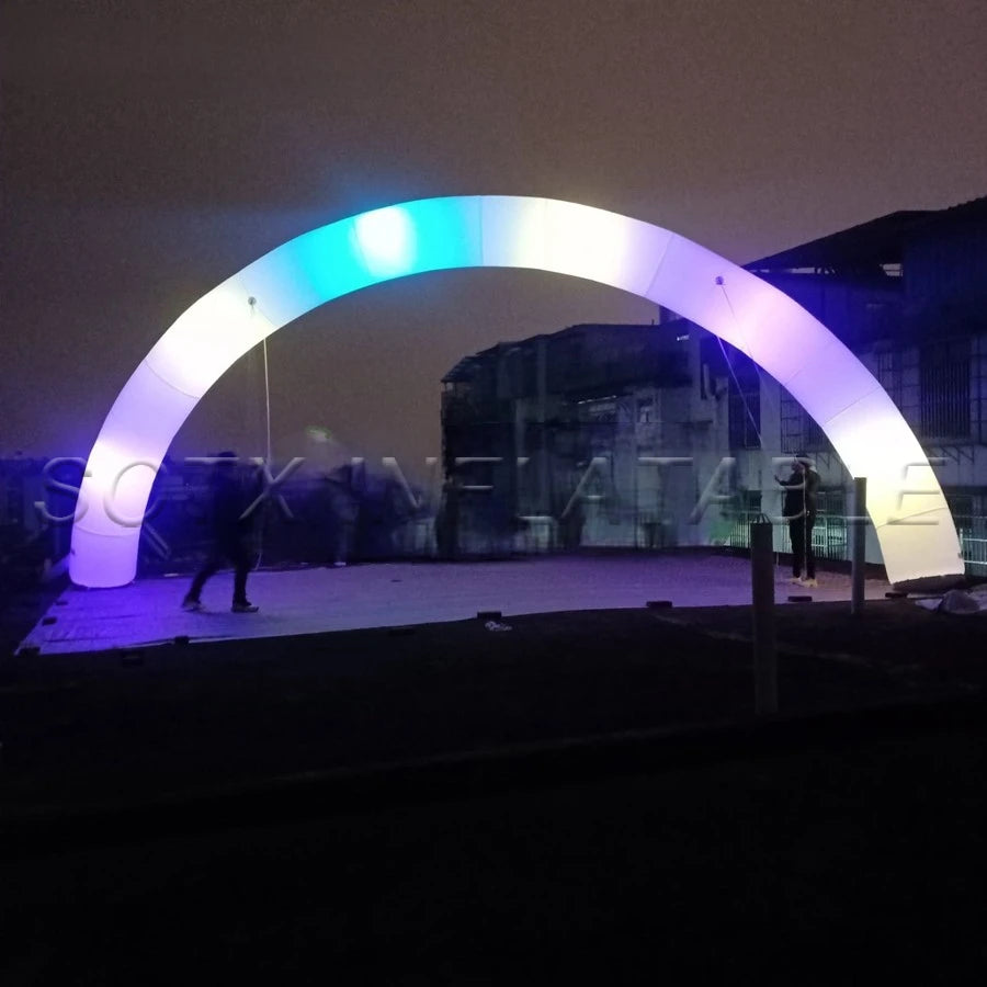 event or Party with LOGO New round 8x4m light standing curve inflatable archway,team's celebration decoration for