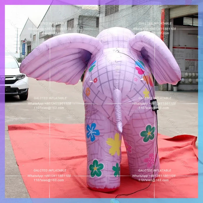Inflatable Elephant Model Lovely 2.4X2.2X2 Meters for Decoration Customized Blow Up Flower Elephant for Advertising Cartoon Toys