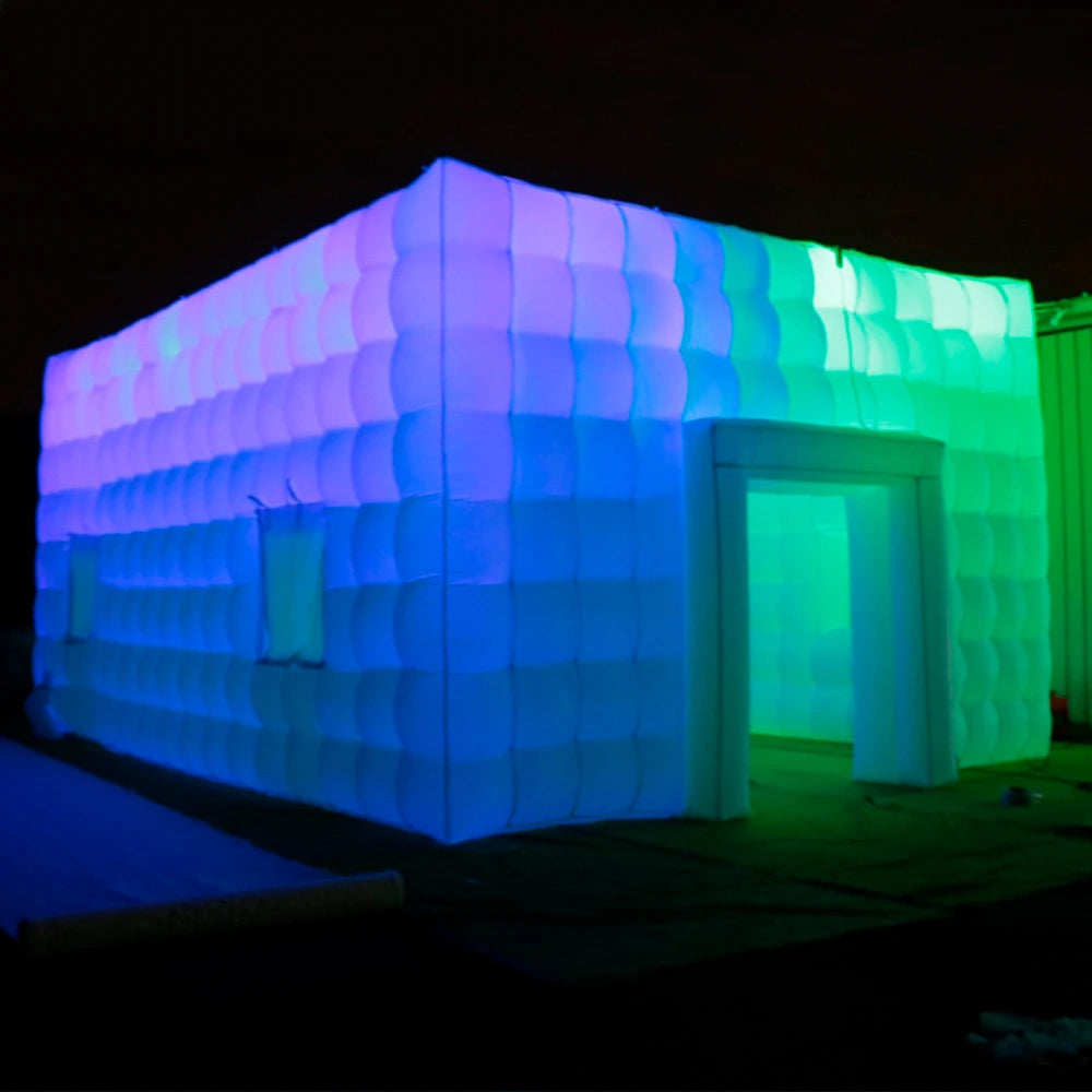 For Outdoor Events Magic Illuminated Wedding White Inflatable Cube Tent With Led Lighting Mobile Inflatable Night Club Room