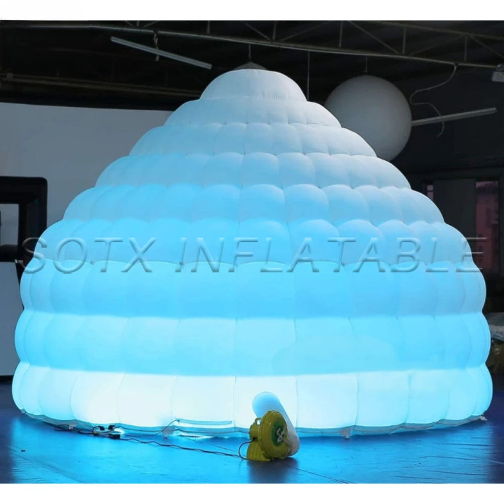 Fair Event Advertising Exquisite 4mdiax3.16mh White Inflatable Dome Igloo Tent With Led Light Luxury Air House For