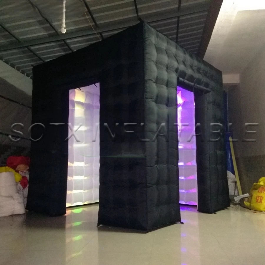 Led Spotlights Specail For Chile 2.4m White Inside Inflatable Photo Booth,Led Photo Backdrop,Social Booth Party Tent With
