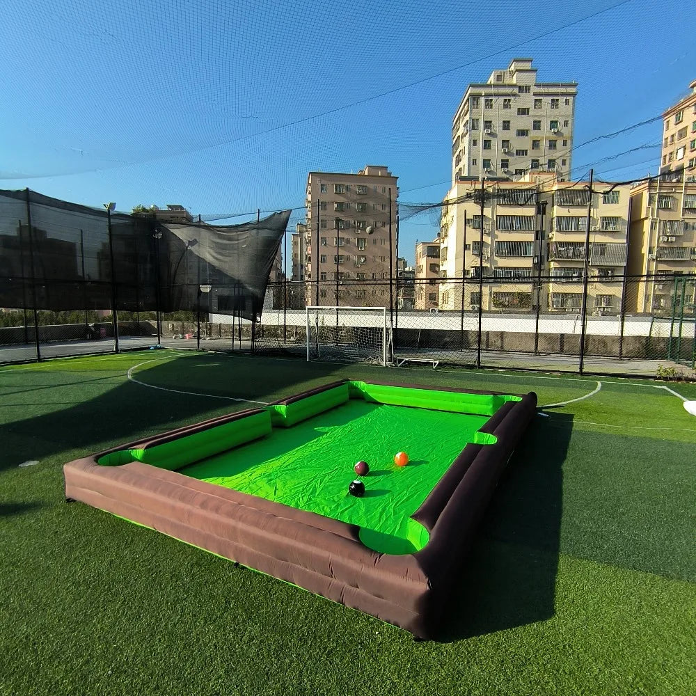 Inflatable Snooker Football Interactive Game Large Footpool Pool Table With 16 Balls Black Inflatable Billard For Soccer Event