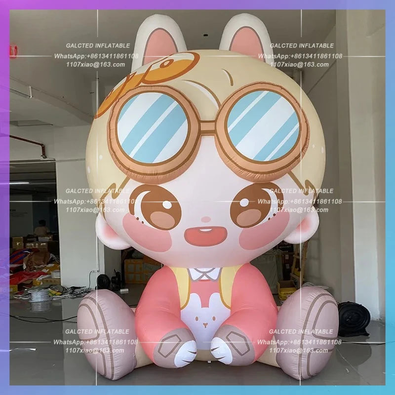 pink jacket jeans wearing glasses star Inflatable cartoon boy model  idol concert support can be customized text design props
