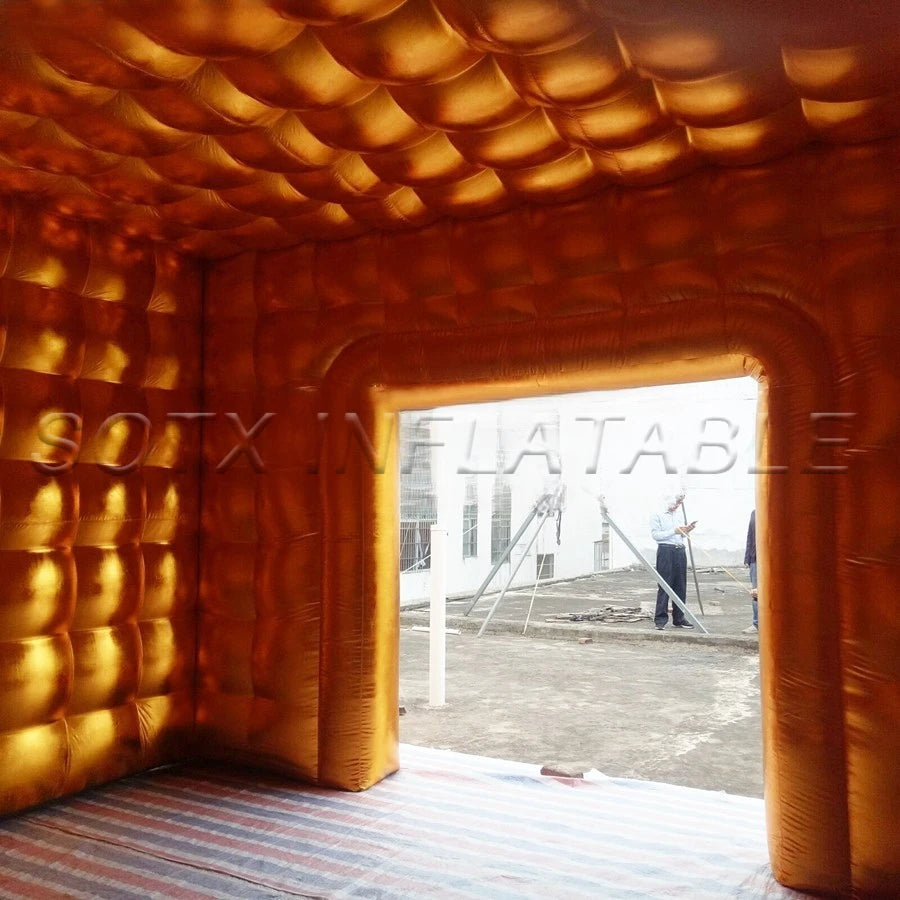 Toy Tent For Sale Portable Inflatable Golden Cube Tent Fashionable Air Square Party Tent Cubic Foldable Cheap Customized