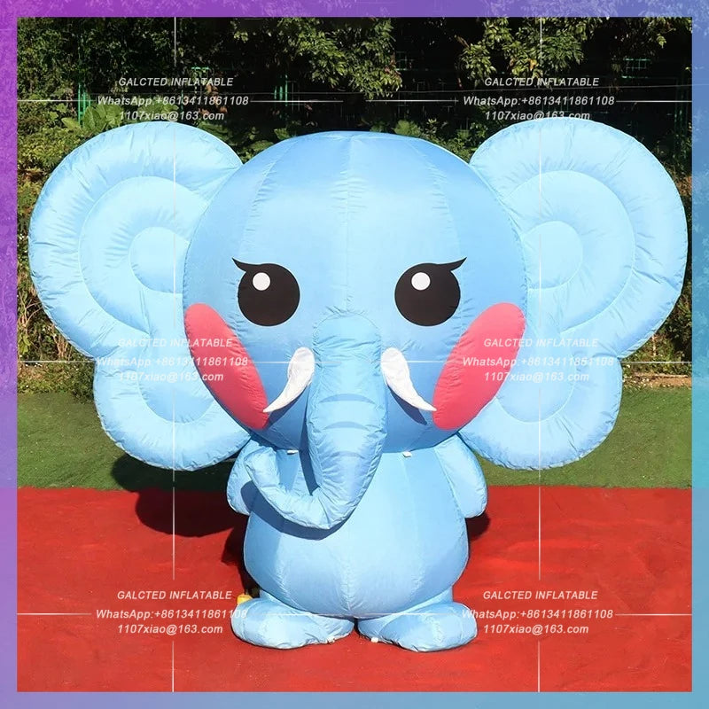 Large Events Advertising Party Cute Inflatable Blue Cute Toy Elephant 2.6x1.5x2mH Cartoon For BG-C0675