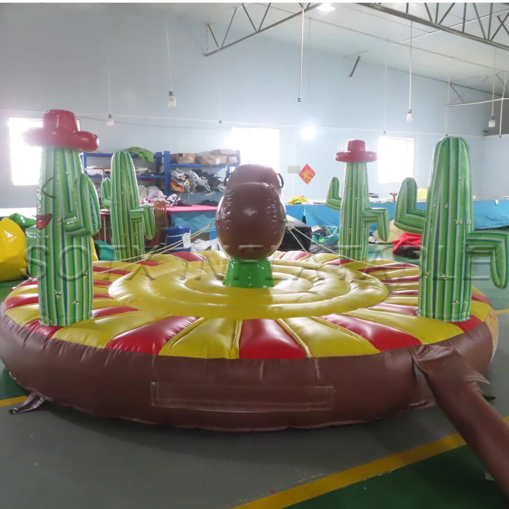 Mattress For Kids Hot Sales Inflatable Rodeo Bull Inflatable Manual Bull Riding Game Inflatable Bungee Bull With Circular