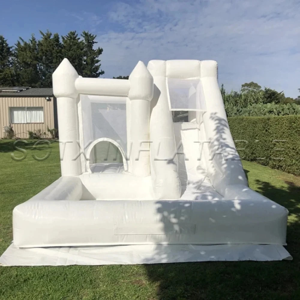 Pool And Slide For fun 3 In 1 green White pink Inflatable Bounce Castle Jumper Bouncer Jumping House Combo With Balls