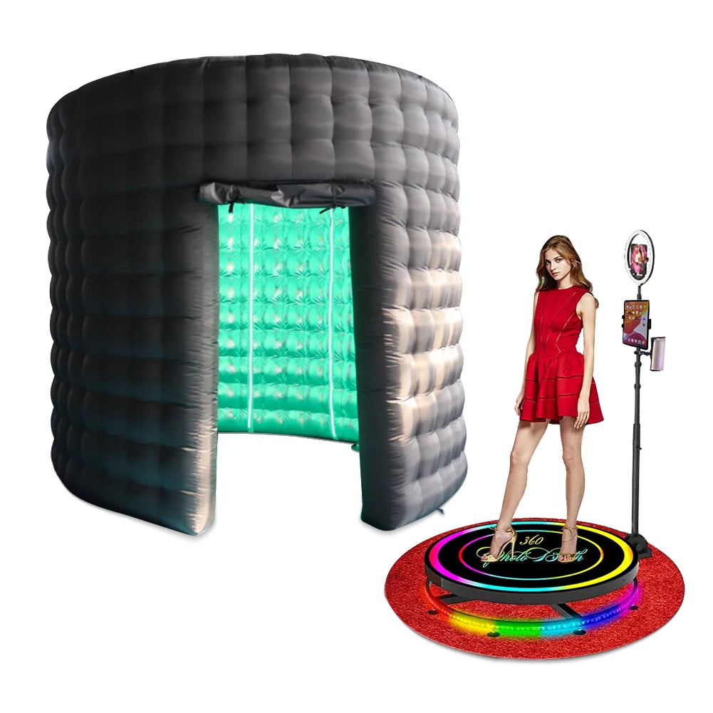 Bars Events Trade Shows Round Inflatable Photo Booth with Led Light Blower 360 Photo Booth Background for Advertising