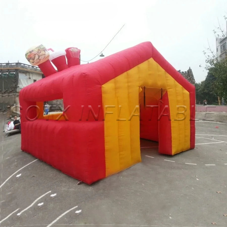 candyfloss promotion Customized full red inflatable carnival treat shop,inflatable concession bar booth with 1 door for