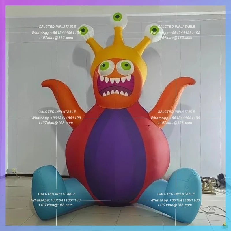 inflatable monser unknow cartoon Green scary eyes  animal halloween festival sitting down cartoon doll
