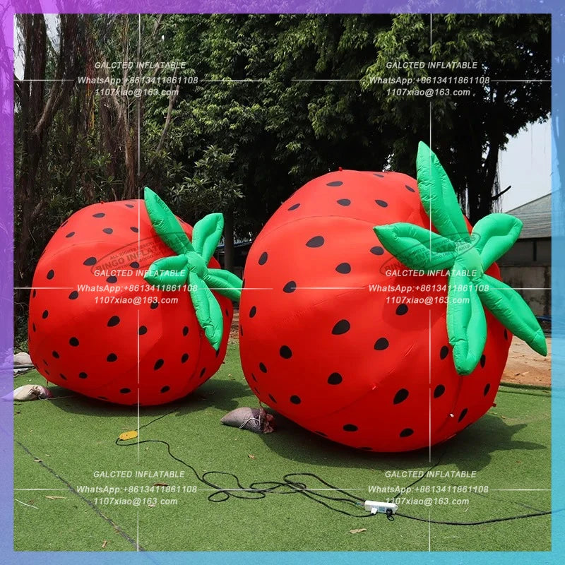 Inflatable Strawberry Fruit Model Customized 8.2Ft  Inflatable Cartoon Fruit For Outsoor Decorations