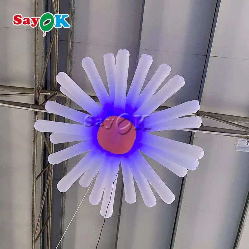 Inflatable LED Flower Hanging Decorations Large Inflatable Flower Decor with Remote Controller for Ceiling Bar Advertising