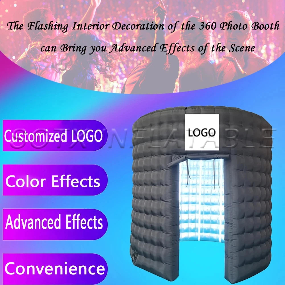Bars Events Trade Shows Round Inflatable Photo Booth with Led Light Blower 360 Photo Booth Background for Advertising