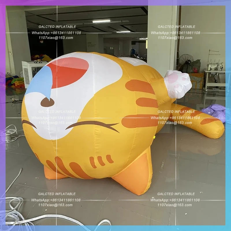 Festival Lucky Cat Mall Outdoor Park Inflatable sleeping Orange Cat Model Cat Pet can be hung bar concert stage lighting ads