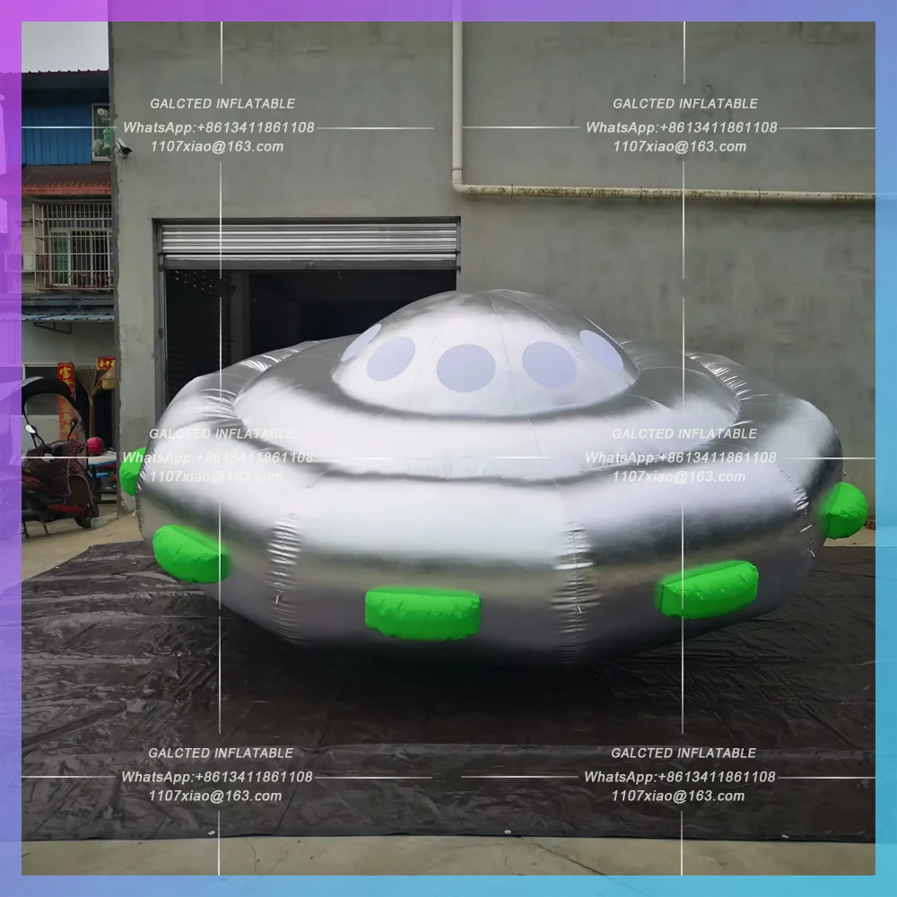 Inflatable UFO Ship Balloon Silver Giant Inflatable UFO Advertising LED Lighted Flying Saucer for Party Event Decoration