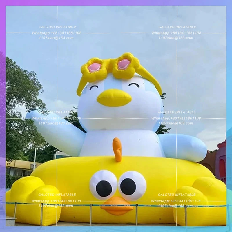 yellow duck air model children's Inflatable cartoon swimming circle sunglasses Park Water World Theme Beach Bazaar Party