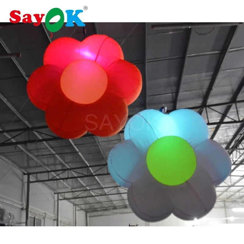 Inflatable Flower Decoration Giant Inflatable Hanging Flower with Remote Controller Air Blower for Show Bar Advertising