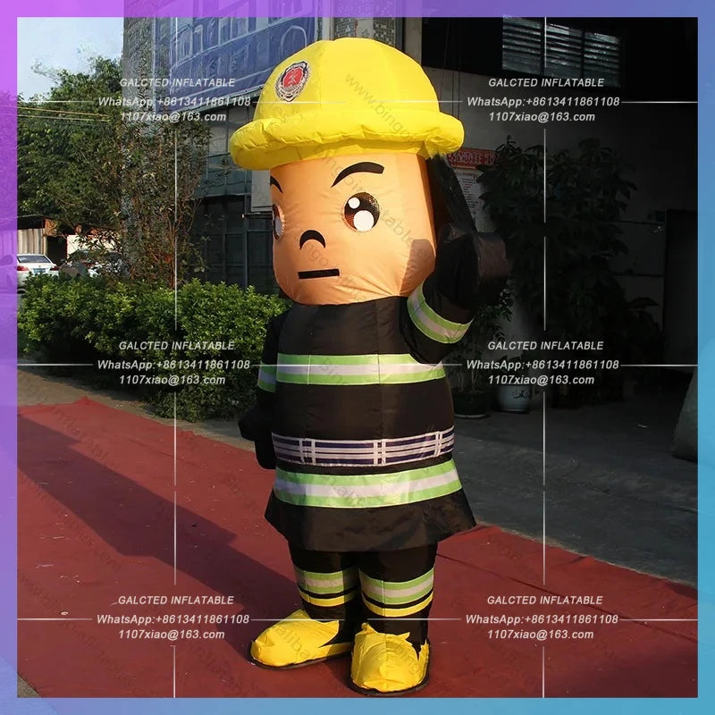 Inflatable Fireman Costume Fireman 2.2m High  Walking Costume For Events Inflatable Costume-Inflatable Toy