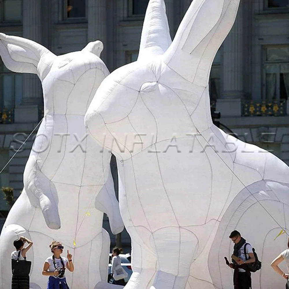 For Holiday Decoration Promotion Outdoor Home Lawn White Giant Inflatable Easter Bunny With Led Lights Large Rabbit Animal Model