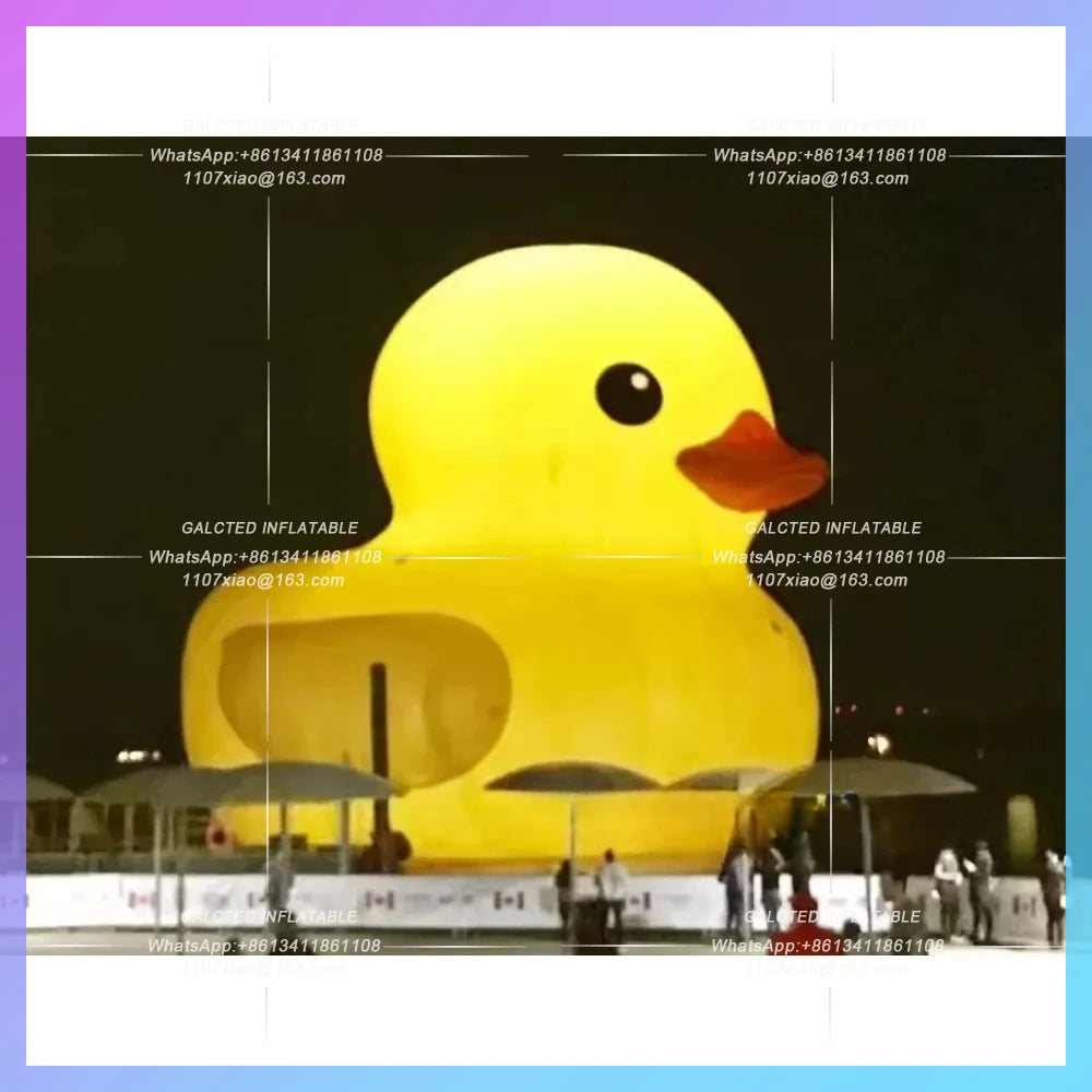 Led Lights Grounding Giant Oxford Big Inflatable Yellow Duck with Inflatable Rubber Duck Balloons for Outdoor Promotion