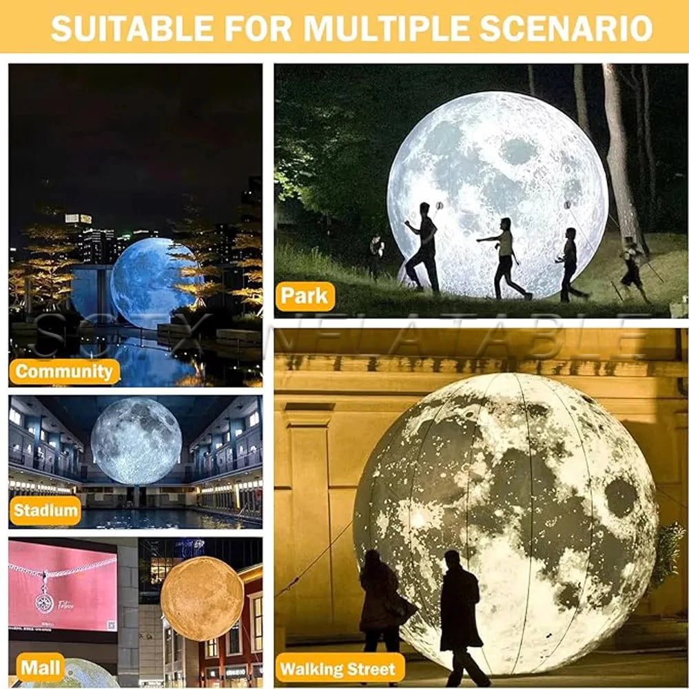 For Festival Decoration Blow Up Giant Inflatable Moon With Built in LED Lights Airtight PVC Planet Balloon Earth Balloo