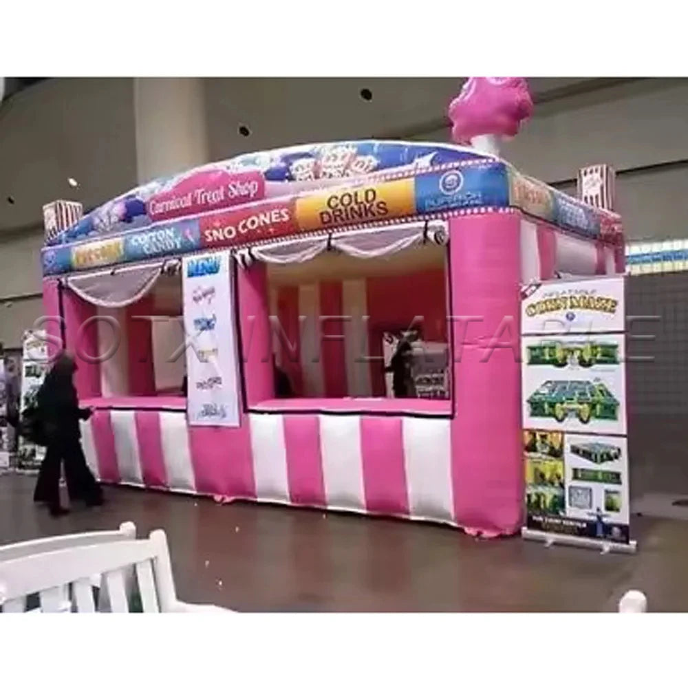 For Advertising Pink Inflatable Concession Stand Portable Carnival Inflatable Treat Shop Tent Stand Booth Candy Popcorn Store
