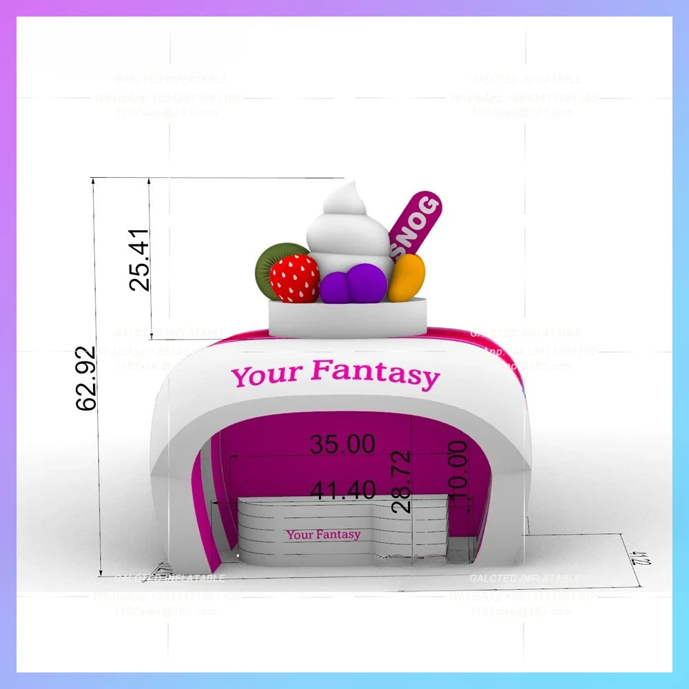 inflatable ice cream stand stall station Custom portable fast food and drink  inflatable concession tent in unique shape design