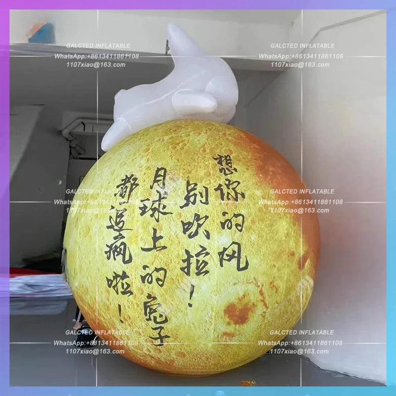 mid-autumn Festival Mascot Inflatable Cartoon Moon Bunny Model IP Moon can be customized text logo can be illuminated decoration