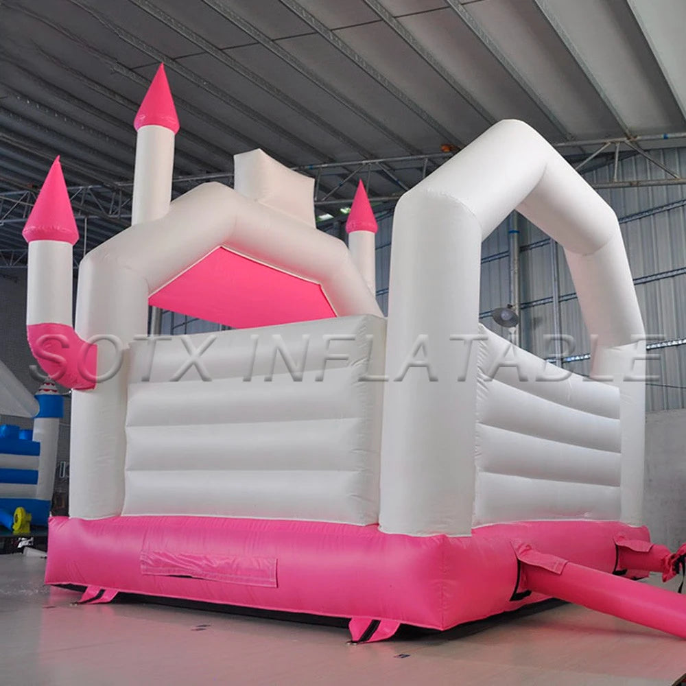 House For Kids Play PVC 4*4m Pink Princess Inflatable Bouncy Castle Moonwalks Jumping Bouncer Wedding White Bounce
