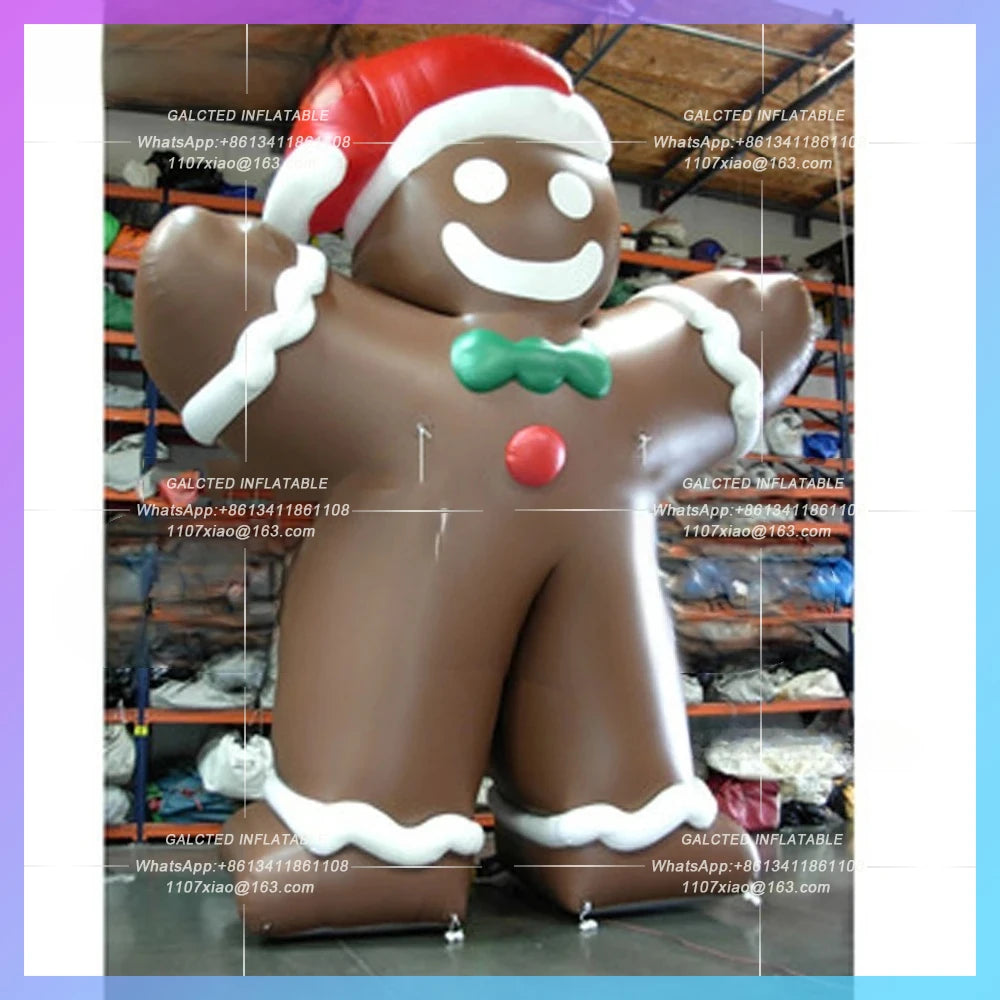 Inflatable Gingerbread Man Brown Giant Christmas Mascot Lovely Holiday Event Cartoon Doll For Outdoor Decorations