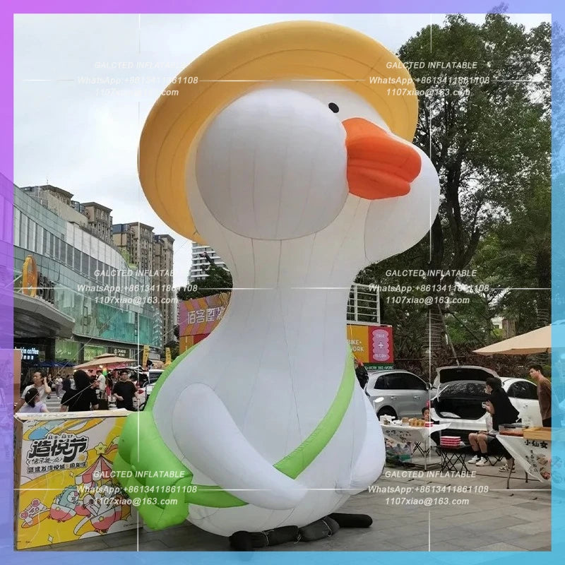 duck doll for food restaurant Giant inflatable white duck cartoon advertising park night decoration