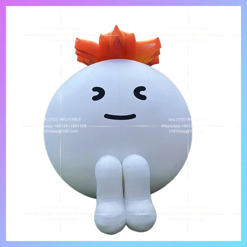 white cartoon dolls Sitting cute inflatable maple leaf doll for concert decoration square advertising