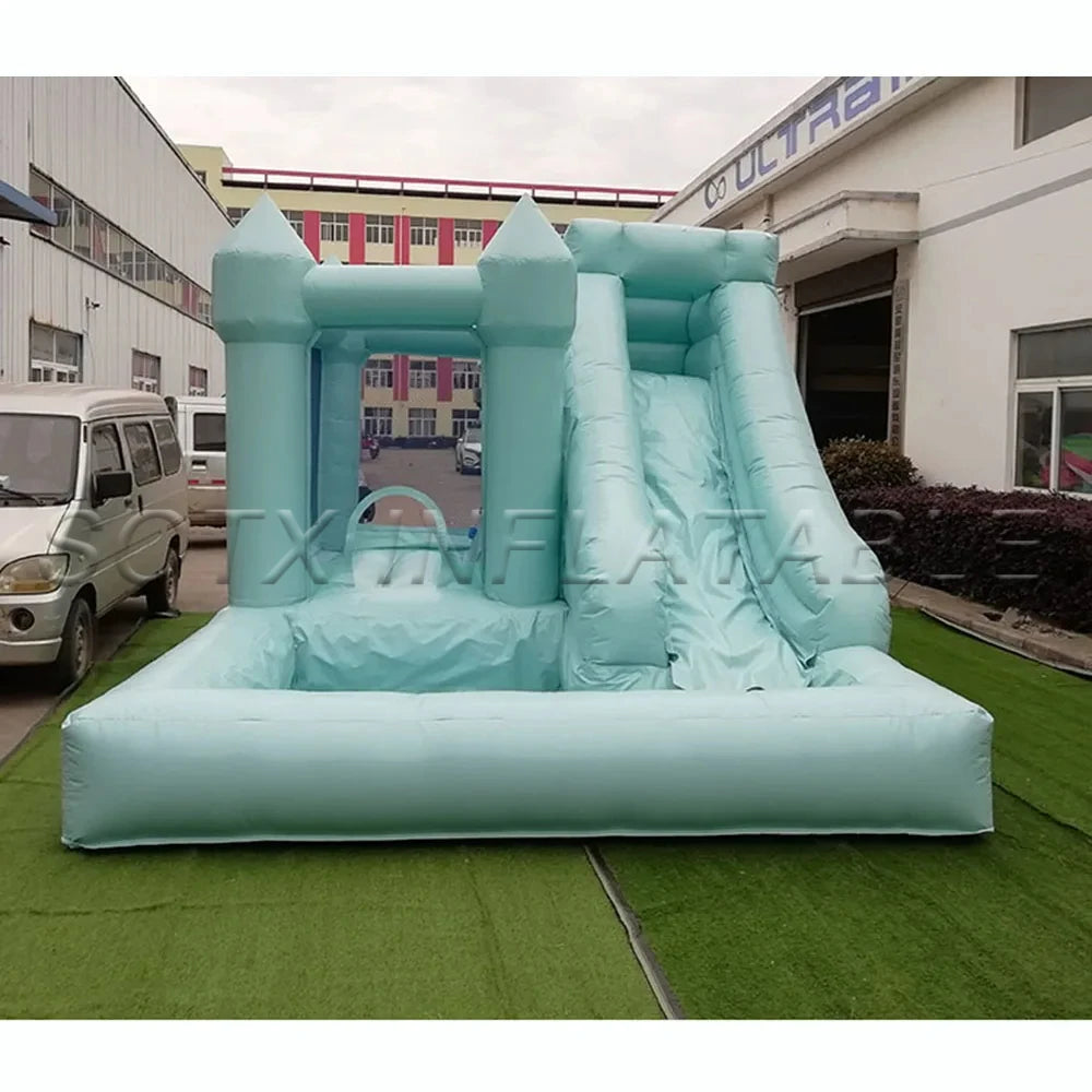 Pool And Slide For fun 3 In 1 green White pink Inflatable Bounce Castle Jumper Bouncer Jumping House Combo With Balls