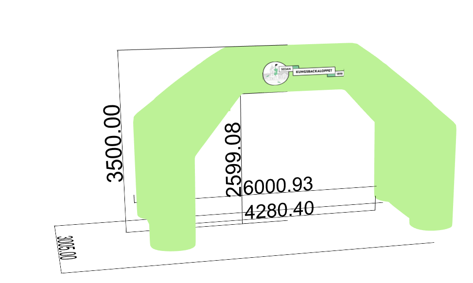 light green color 6 m W x 3.6 m H  4 Velcro positions arch